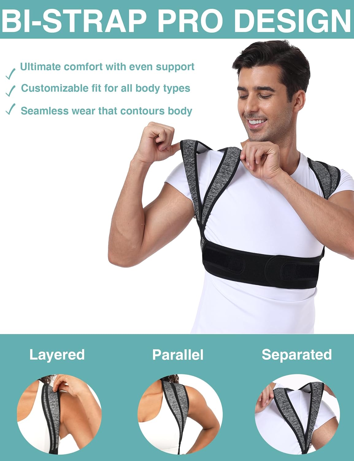 Unisex Bi-Strap Posture Corrector Back Brace for Upper Back Straightening

