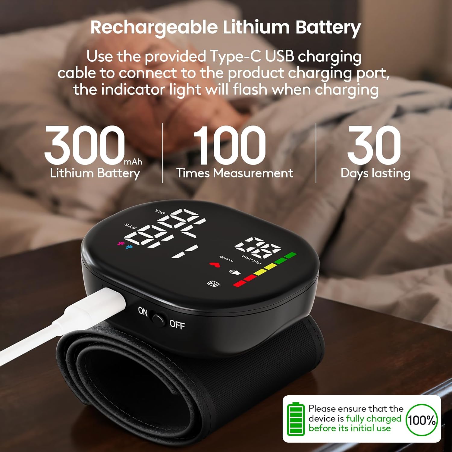 Double love Wrist Blood Pressure Monitor for Home Use, Large LED Dual-User 240 Memory


