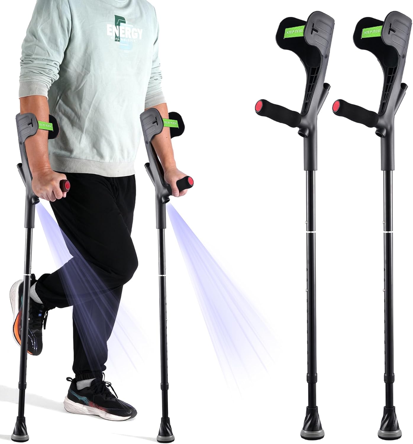 YOKABOZE Forearm Crutches for Adults, Foldable Adjustable Height Mobility Aid

