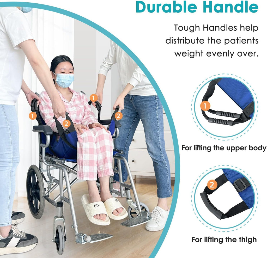 Patient Lift Transfer Belt with Handles for Bed to Wheelchair, Safety Sling Pad

