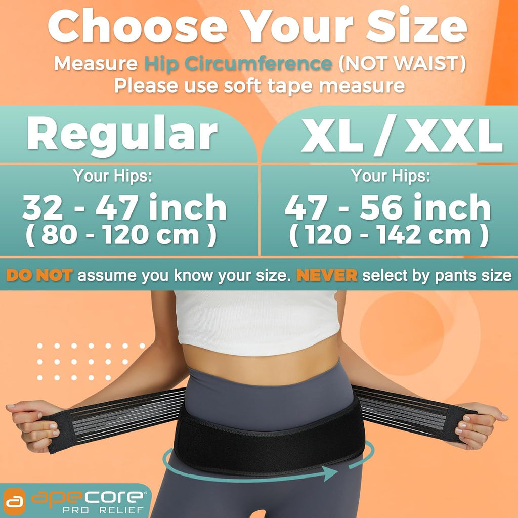 Apecore Sacroiliac SI Joint Hip Belt Brace for Sciatica and Lower Back Pain

