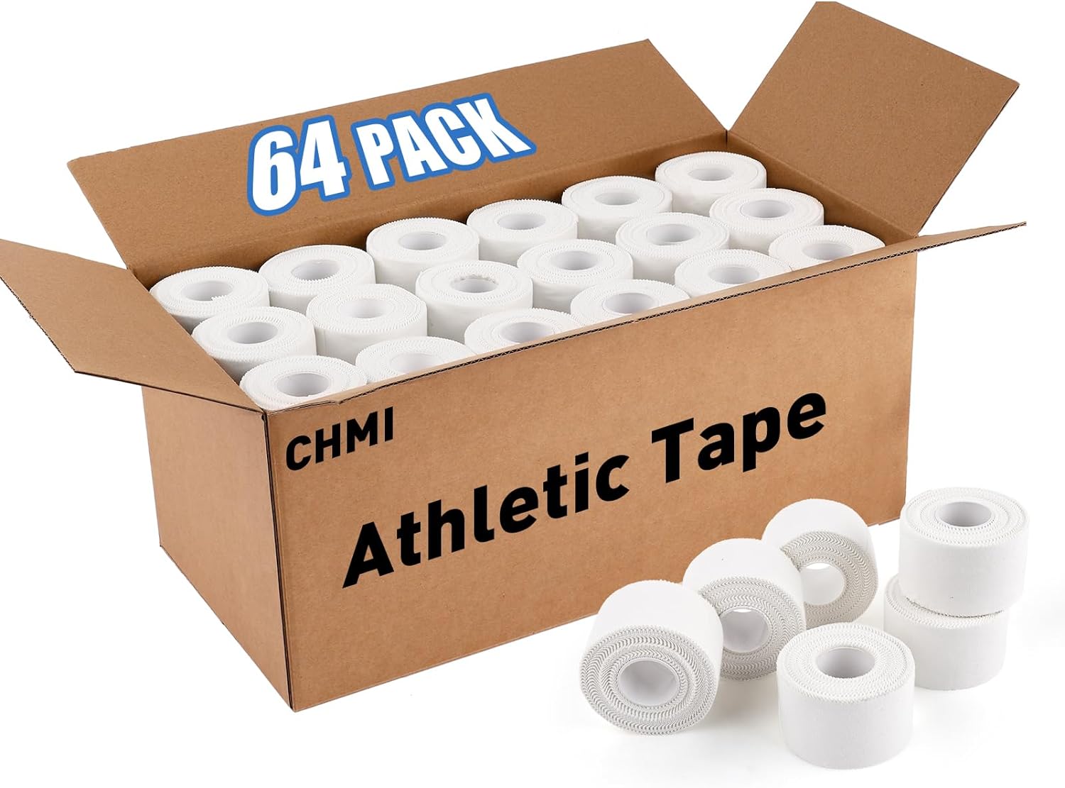 CHMI Athletic Tape, White Sports Tape, Cotton Latex-Free Roll for Gymnastics


