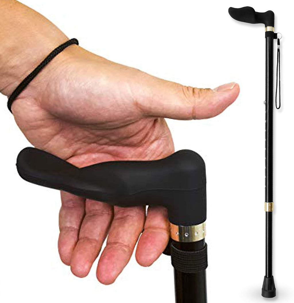 RMS Orthopedic Offset Walking Cane with Contoured Handle, Anti-Slip Rubber Base

