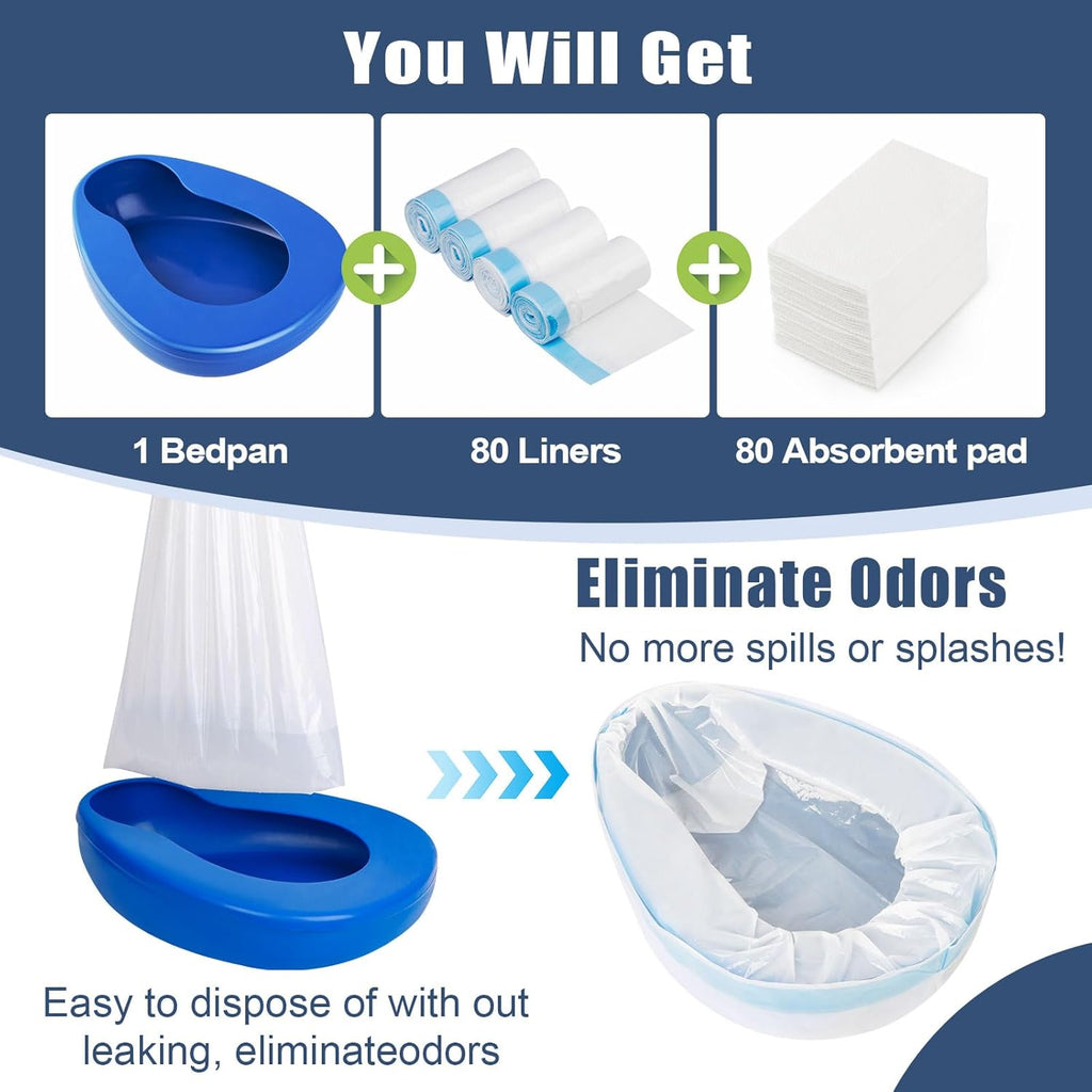 Care pan set with disposable inserts for hygienic in-bed toileting support


