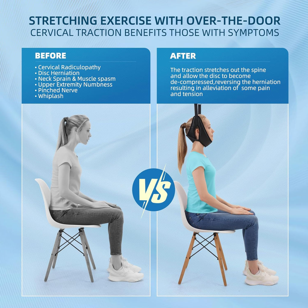 Cervical Neck Traction Device Over-the-Door Portable Neck Stretcher for Neck Pain Relief

