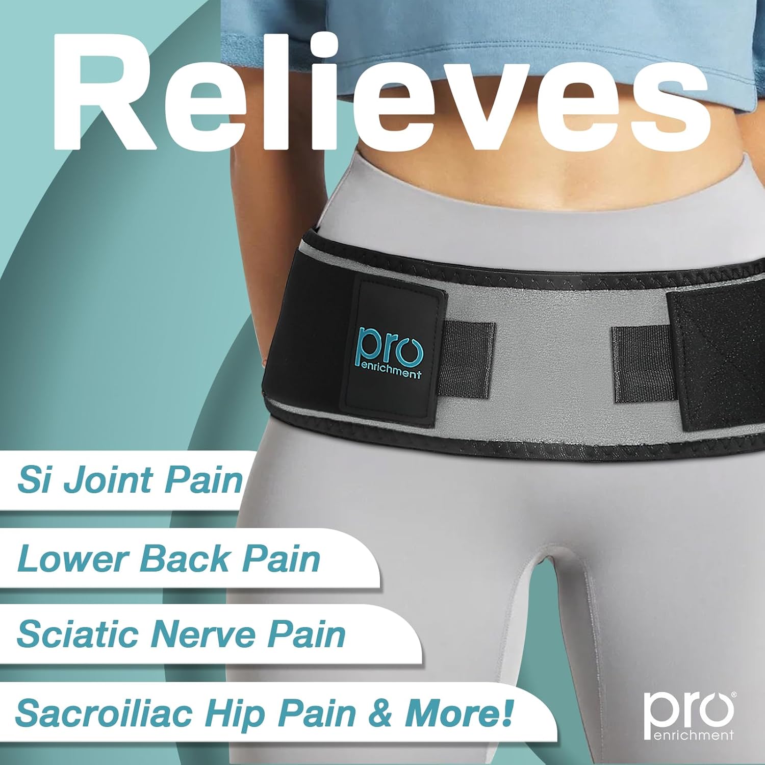 Pro Enrichment Sacroiliac SI Joint Belt, Adjustable Pelvic Lower Back Support Brace

