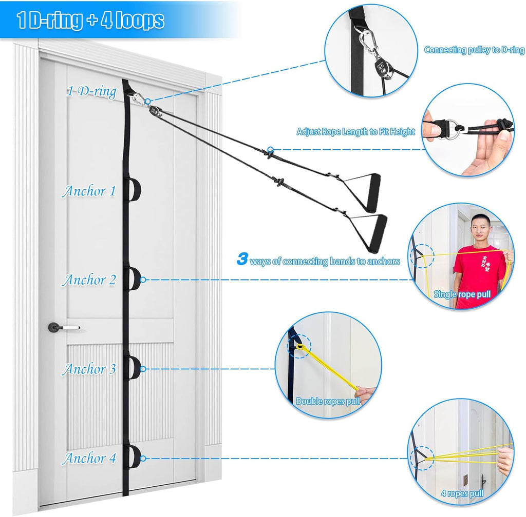 ATENTO Over-the-Door Shoulder Pulley Rehab System with Foam Handles and Latex Bands

