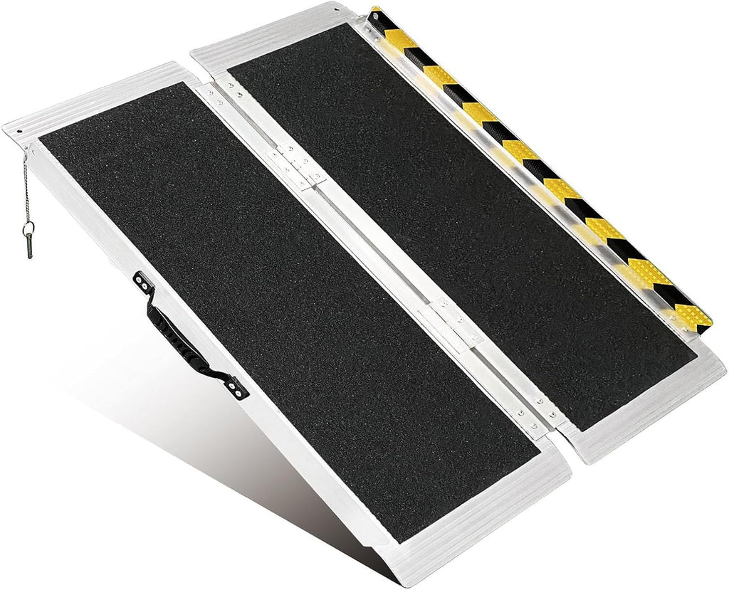 Portable Wheelchair Ramp Aluminum Folding Threshold Ramp, Non-Slip, 800 lb

