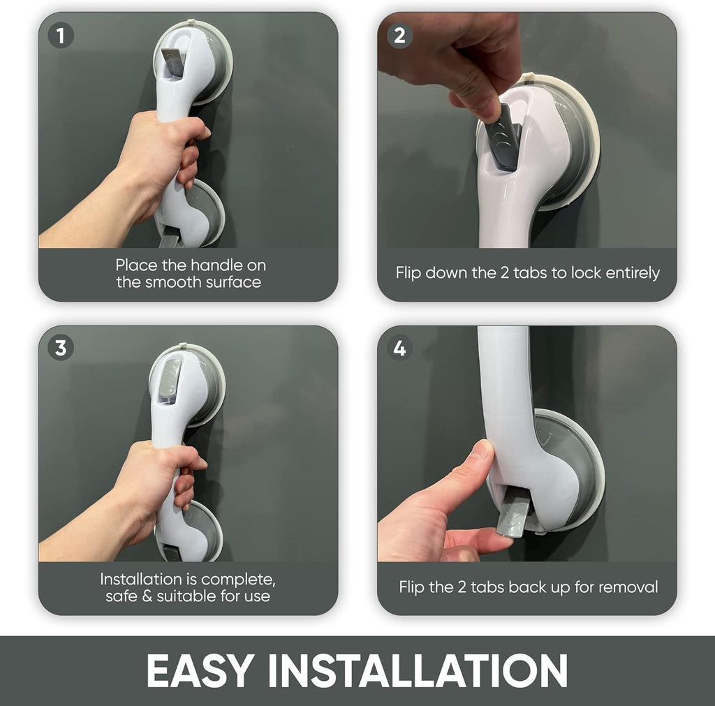Grab Bars for Bathtub and Shower Wall-Mounted Suction Handles for Seniors

