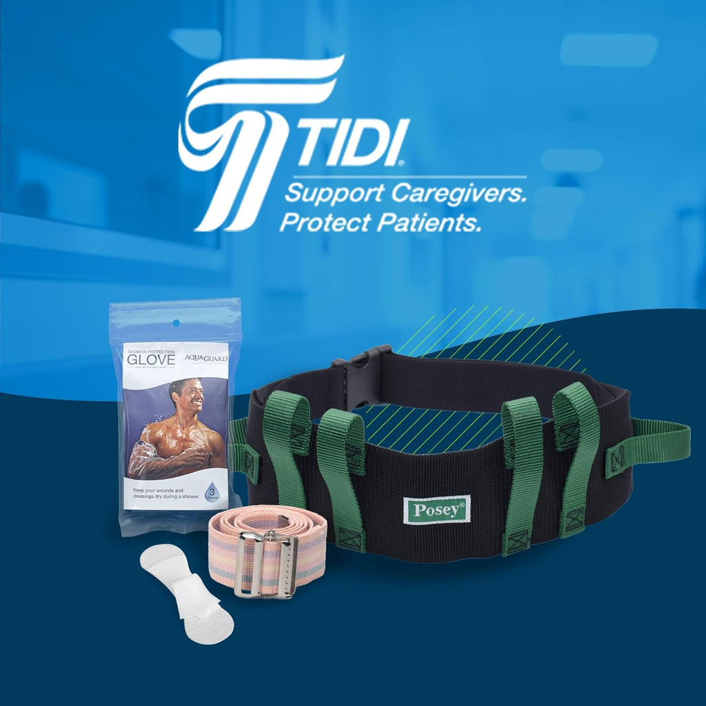 Posey 6537Q Transfer Belt with Handles, Soft Nylon Gait and Walking Belt

