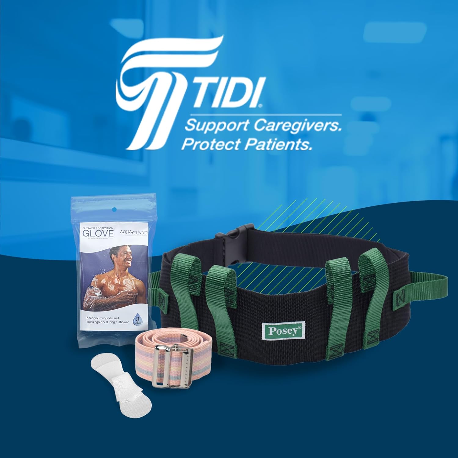 Posey 6537Q Transfer Belt with Handles, Soft Nylon Gait and Walking Belt

