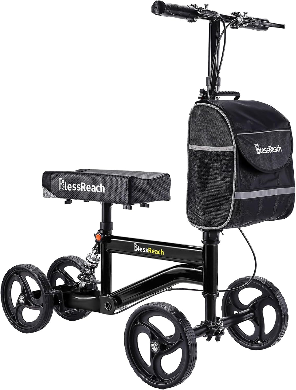 BlessReach Knee Scooter Walker Foldable Steerable Dual Handbrake Height Adjustable


