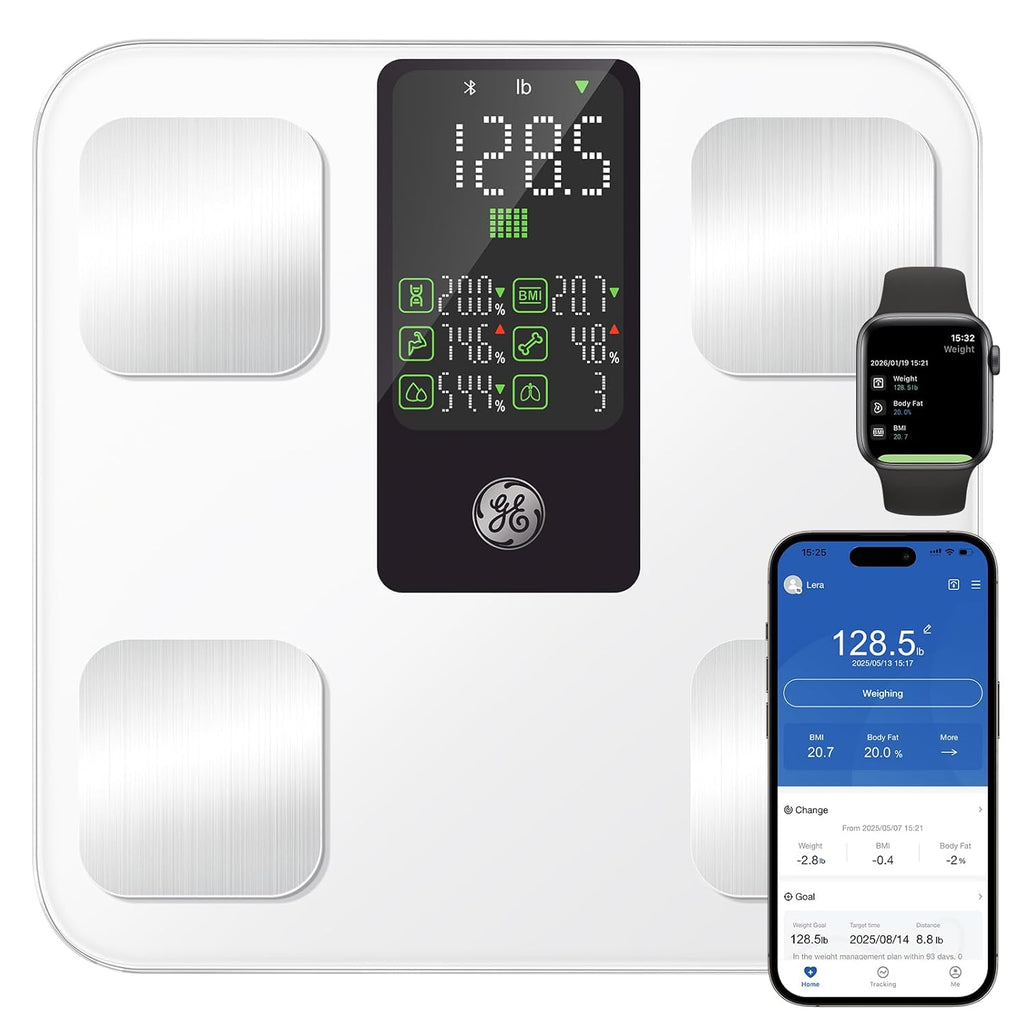 GE Smart Body Weight Scale with 8-in-1 Display, 14-Metric Composition Analysis

