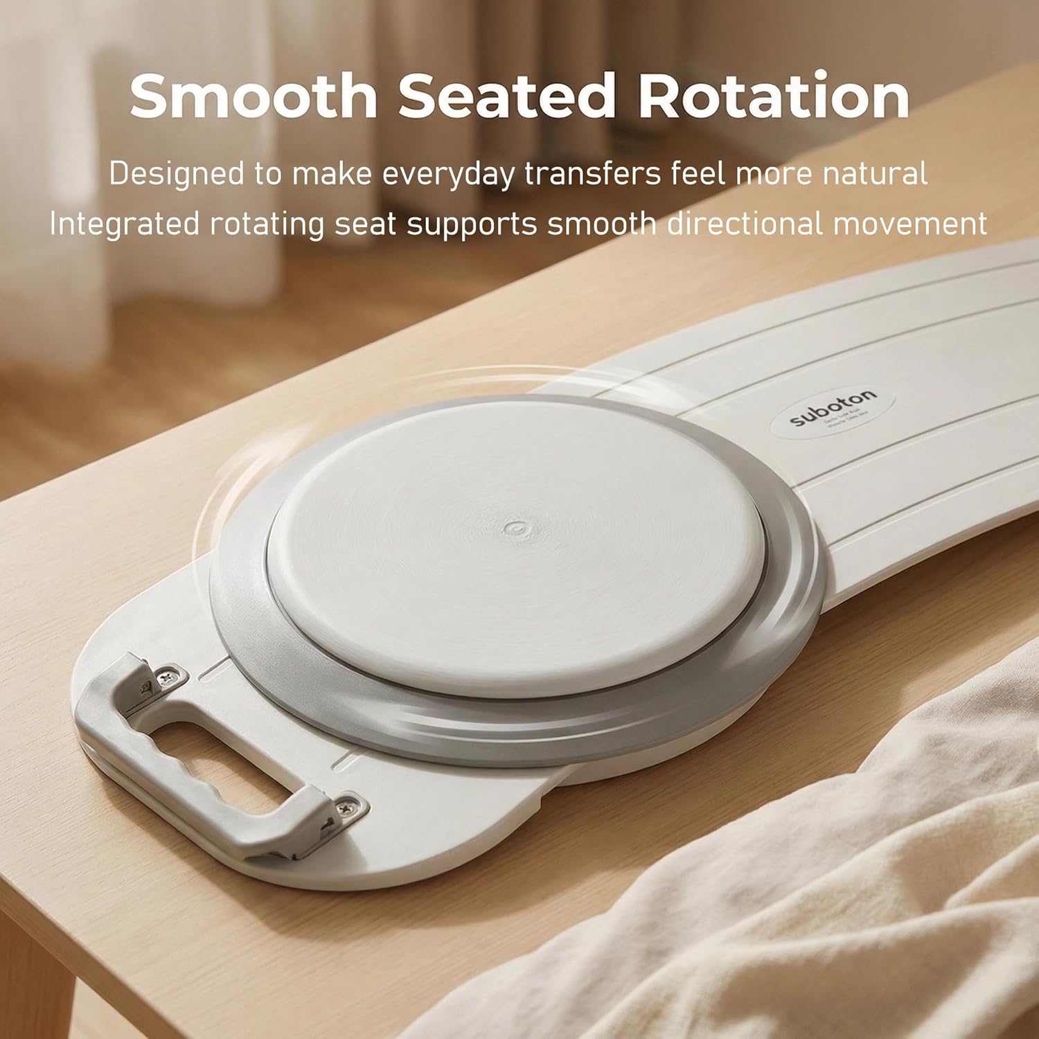 Rotating Transfer Board with Turntable and Dual Handles, Non-Slip Wheelchair Aid

