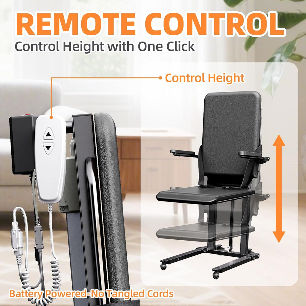 Electric Lift Chair with Floor-to-Stand Assistance, PU Cushion, Safety Rails and Belt

