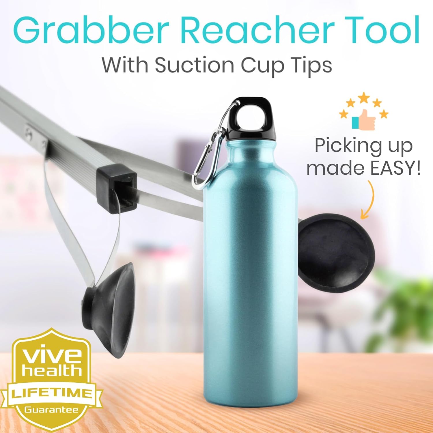 Vive Suction Cup Grabber Reacher Grabber Tool for Seniors, Extended Reach

