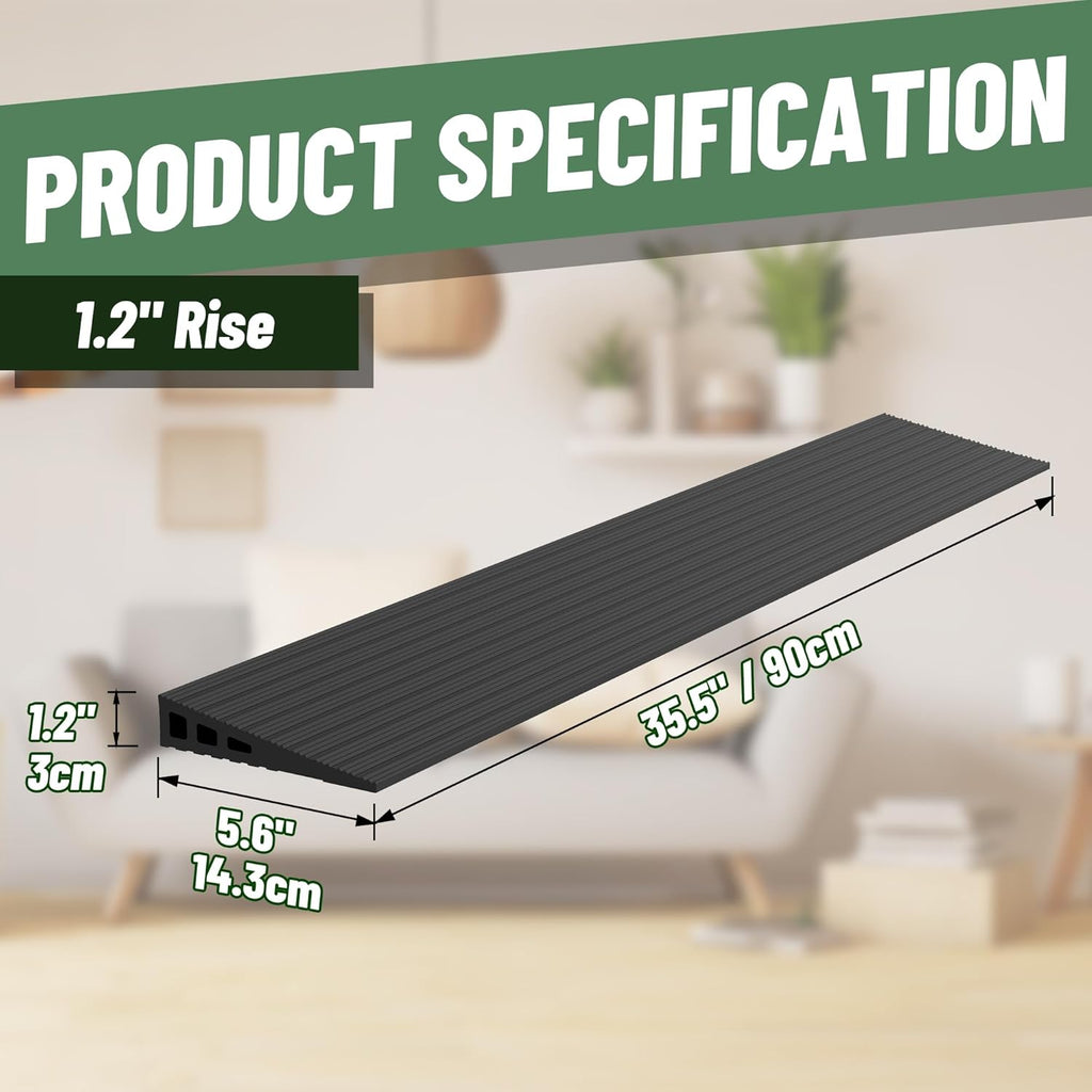 NUVIUM Rubber Threshold Ramp for Doorways, 35.5 in Wide, 2000 lb Capacity

