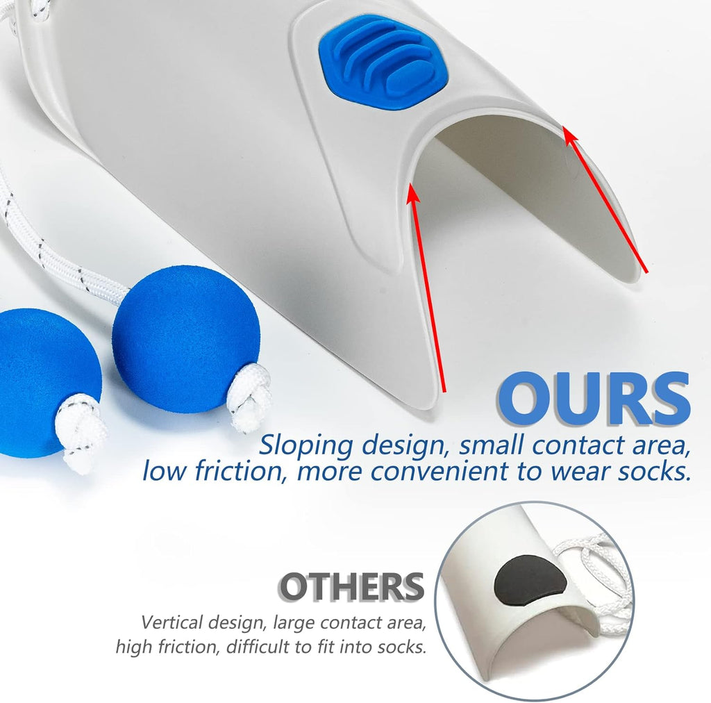 Sock Aid Tool with Adjustable Cords and Ergonomic Foam Handles

