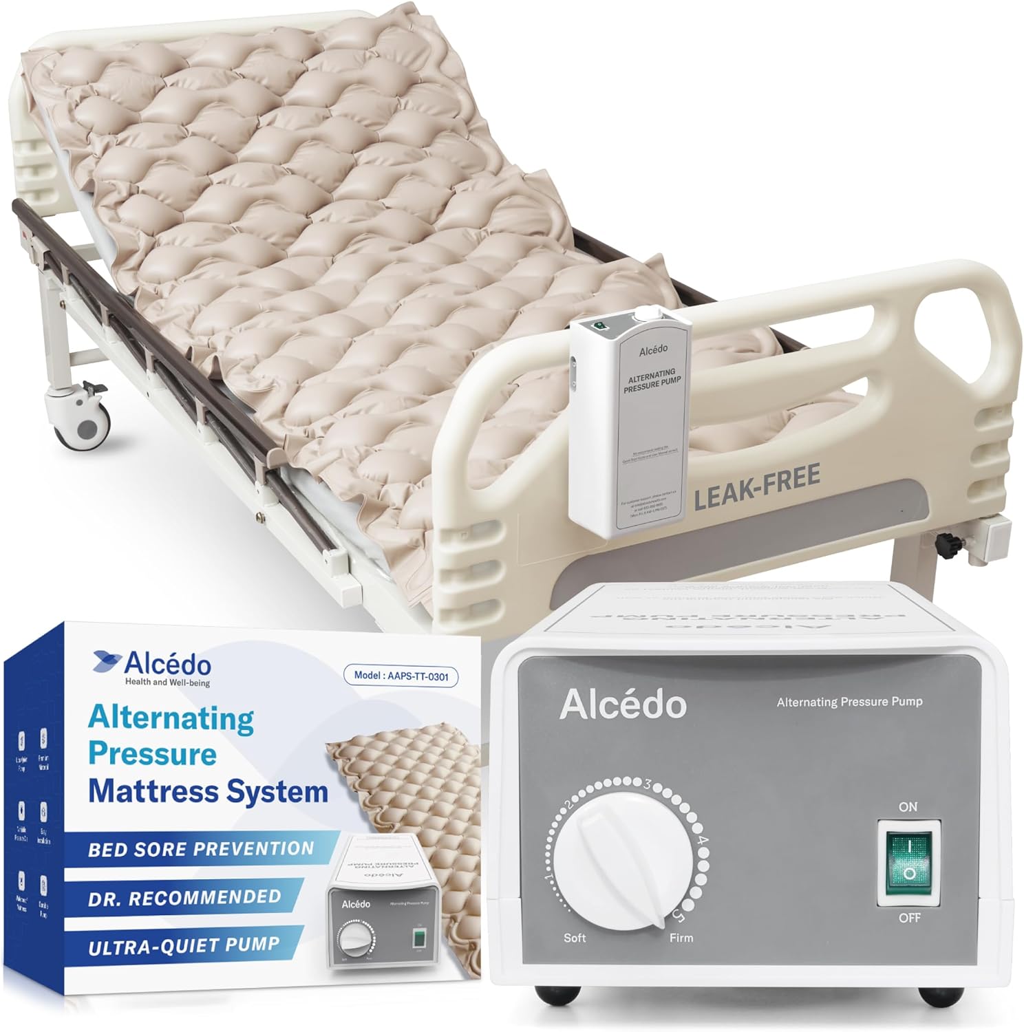 Alcedo Alternating Air Pressure Mattress Pad with Waterproof Surface for Bed Sores

