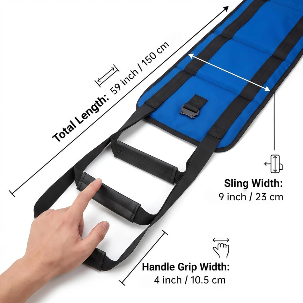 NurtureCare Transfer Sling with Metal Buckle, Reinforced Handles and Bed-Rail Attachment

