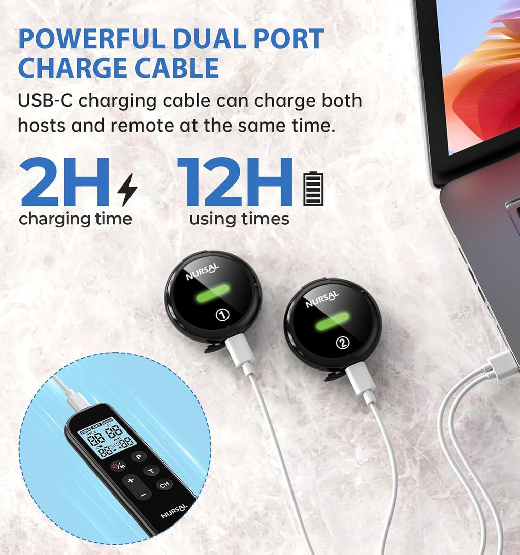 NURSAL Wireless TENS Unit Muscle Stimulator with Remote, Dual Host, TENS EMS

