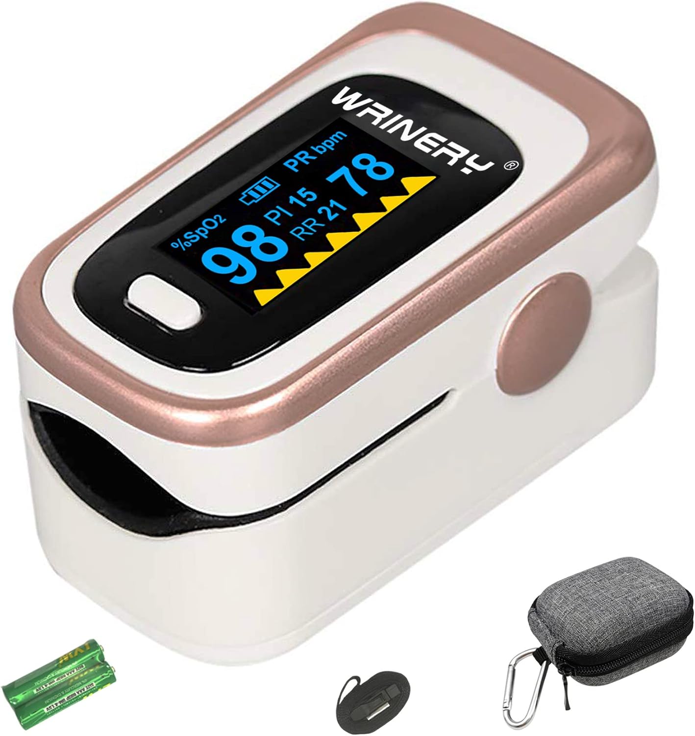 WRINERY Fingertip Pulse Oximeter Oxygen Saturation Monitor with OLED


