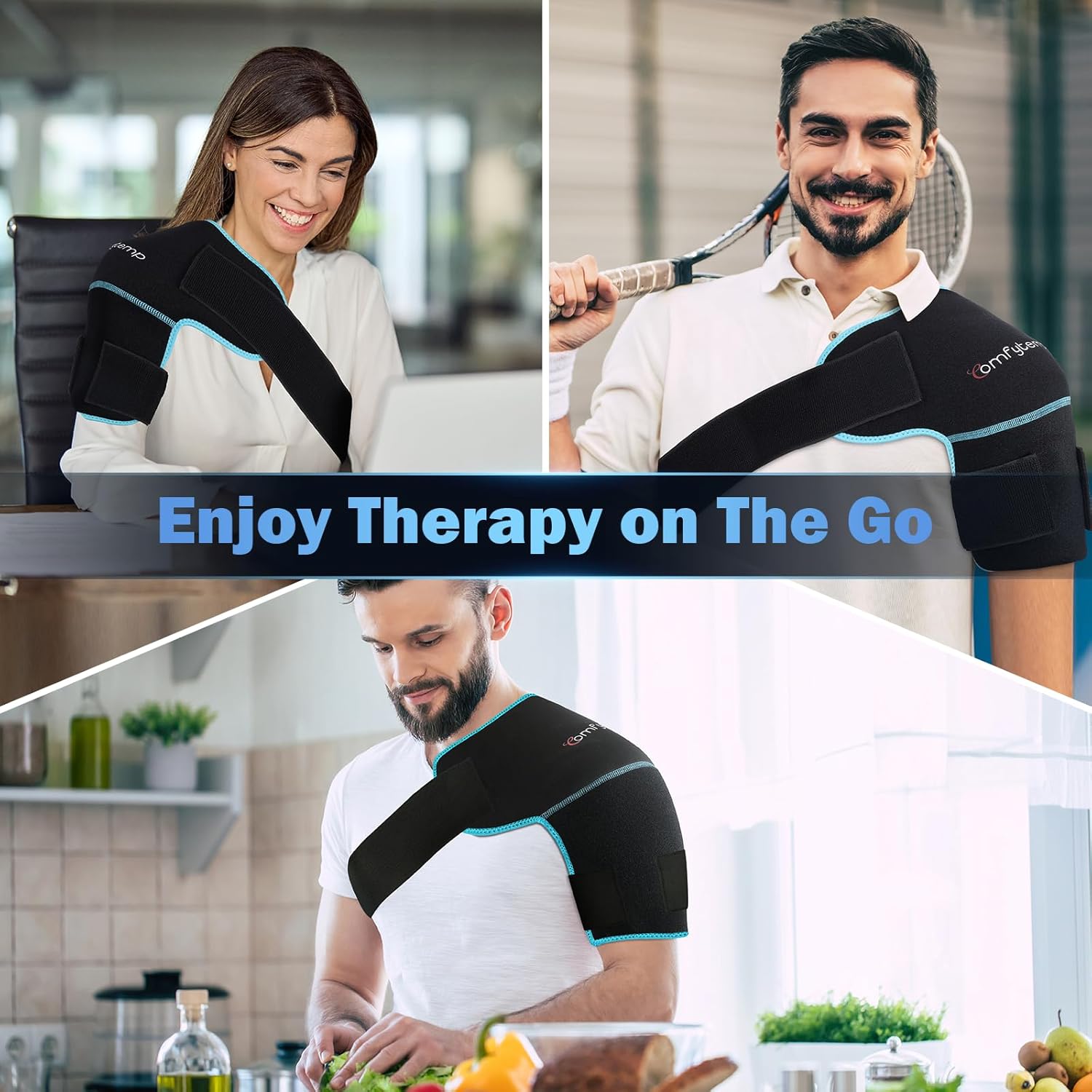 Comfytemp Shoulder Ice Wrap Compression Sleeve for Cold and Heat Therapy Relief

