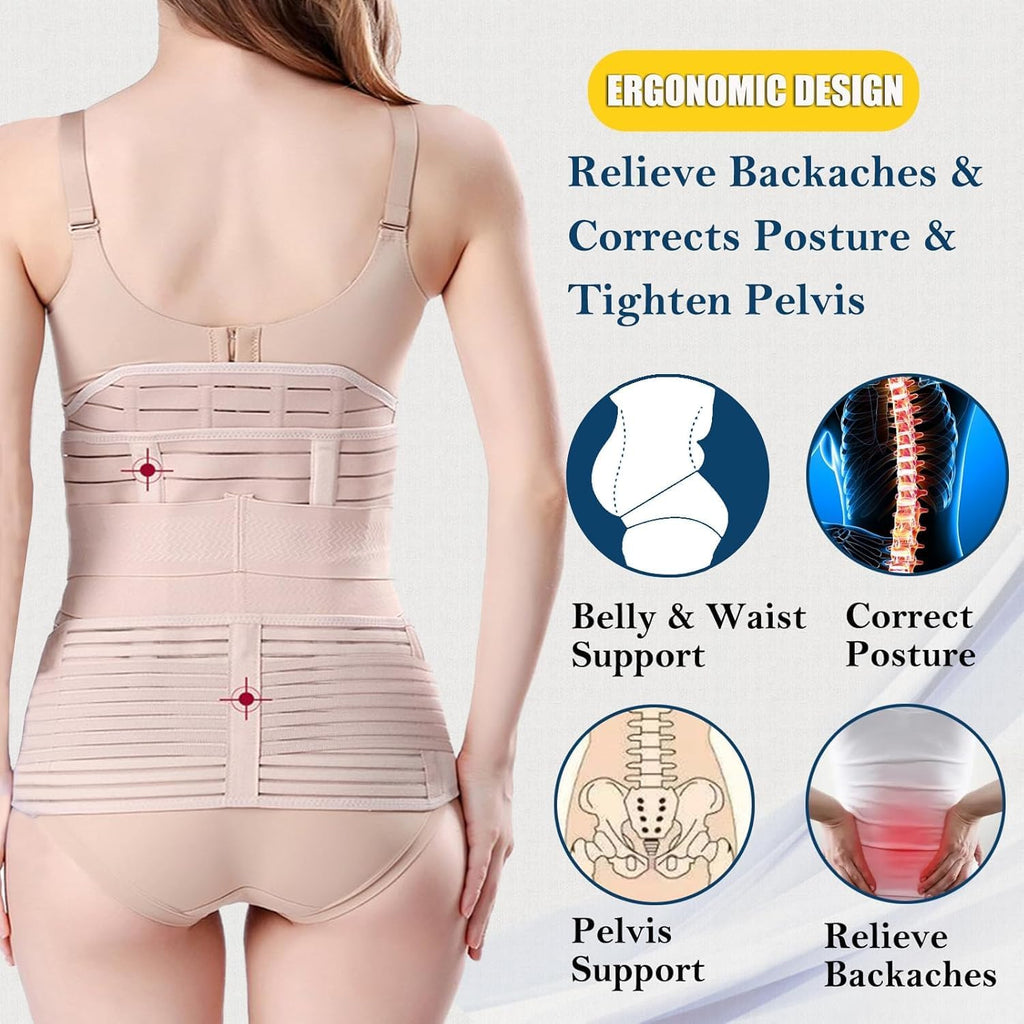 ChongErfei 3-in-1 Postpartum Belly Waist Pelvis Support Belt Shapewear Girdle


