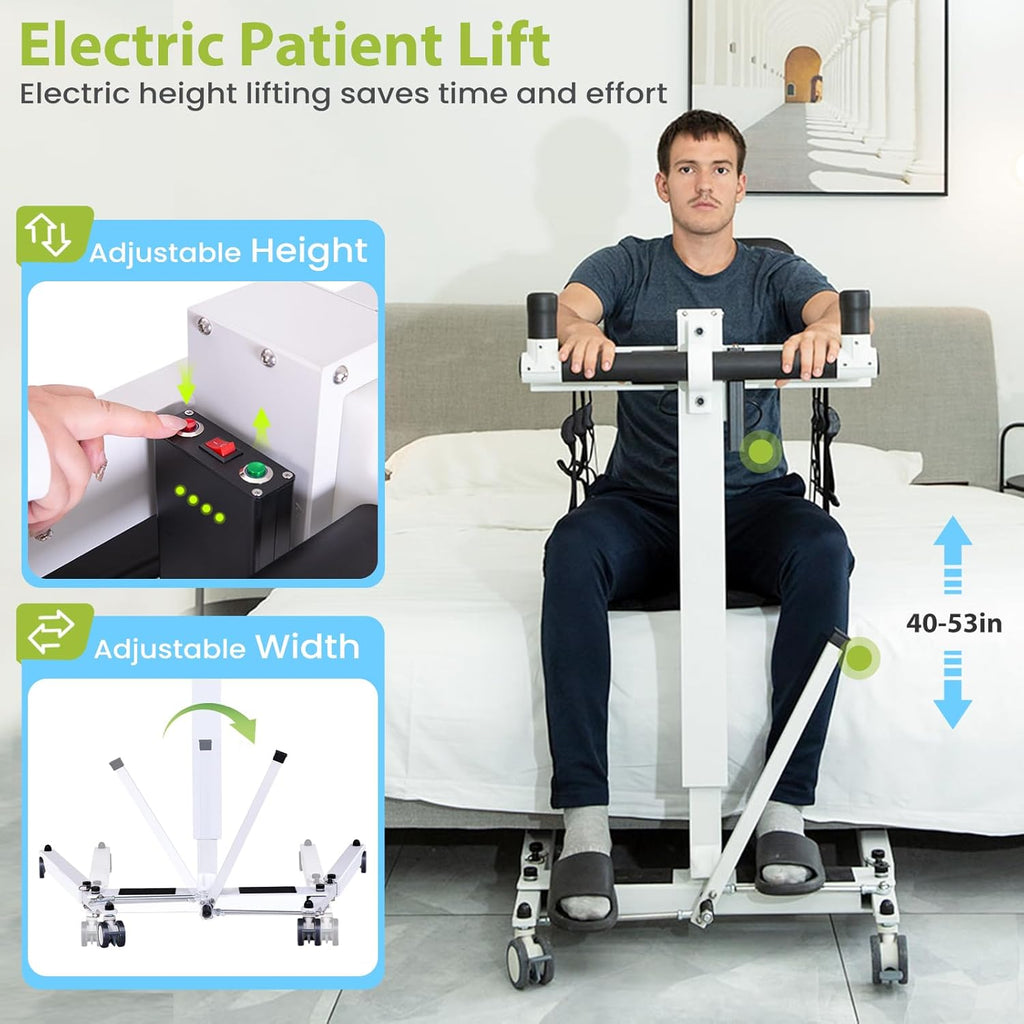 Electric Patient Lift Transfer Chair, Folding Portable Lift for Bathroom and Home

