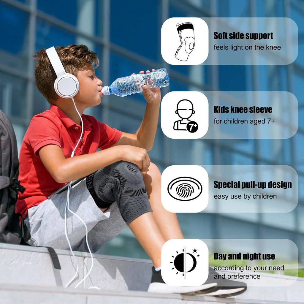 NEENCA Kids Knee Brace Sleeve with Patella Gel Pad and Side Stabilizers

