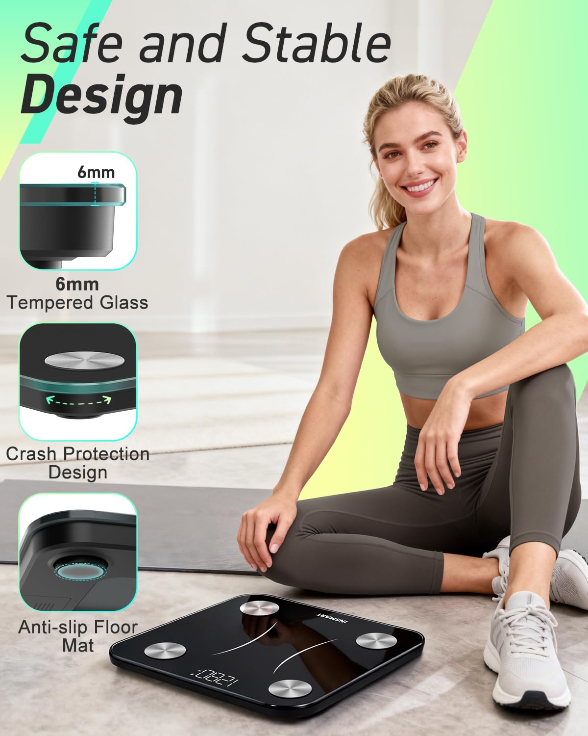 INSMART Body Fat Scale Digital Bathroom Weight Scale with Bioelectrical Impedance


