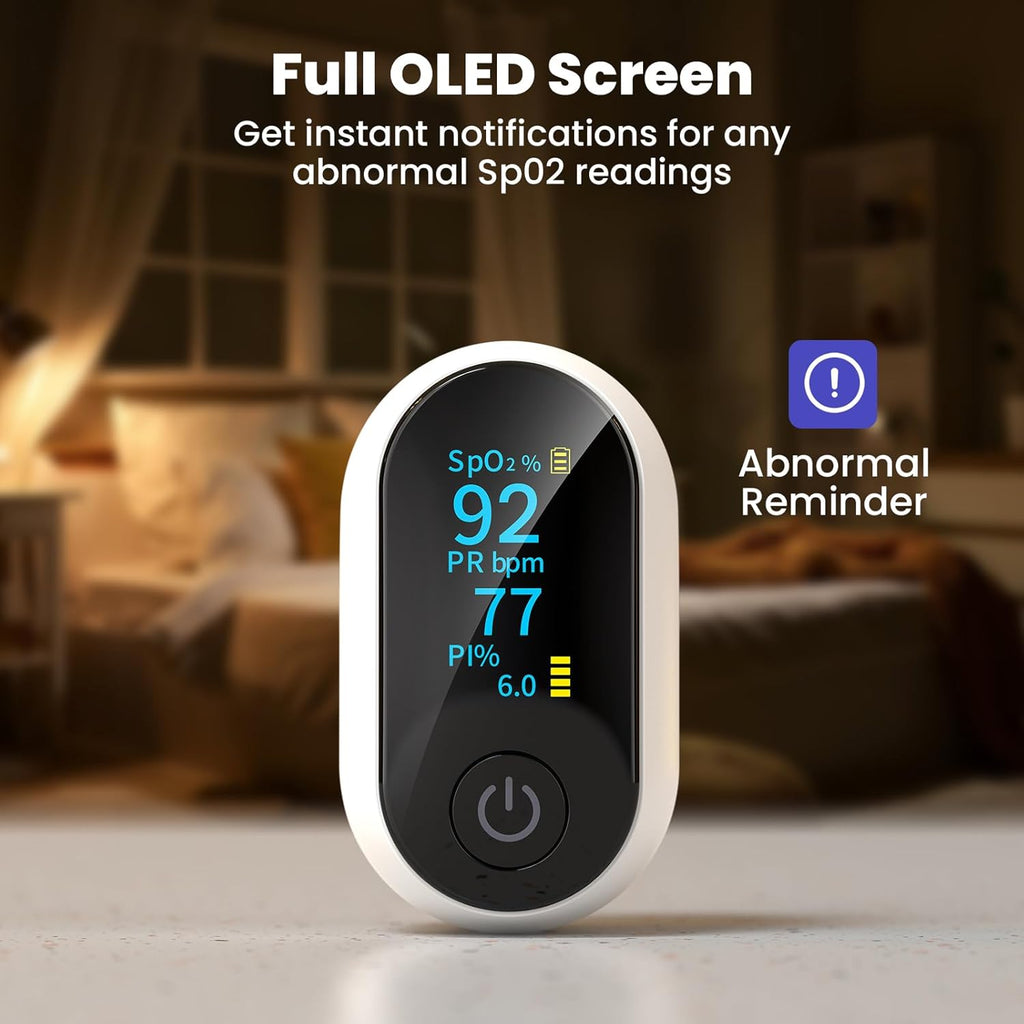 FondCircle Bluetooth Fingertip Pulse Oximeter with Full OLED, SpO2, Heart Rate & PI

