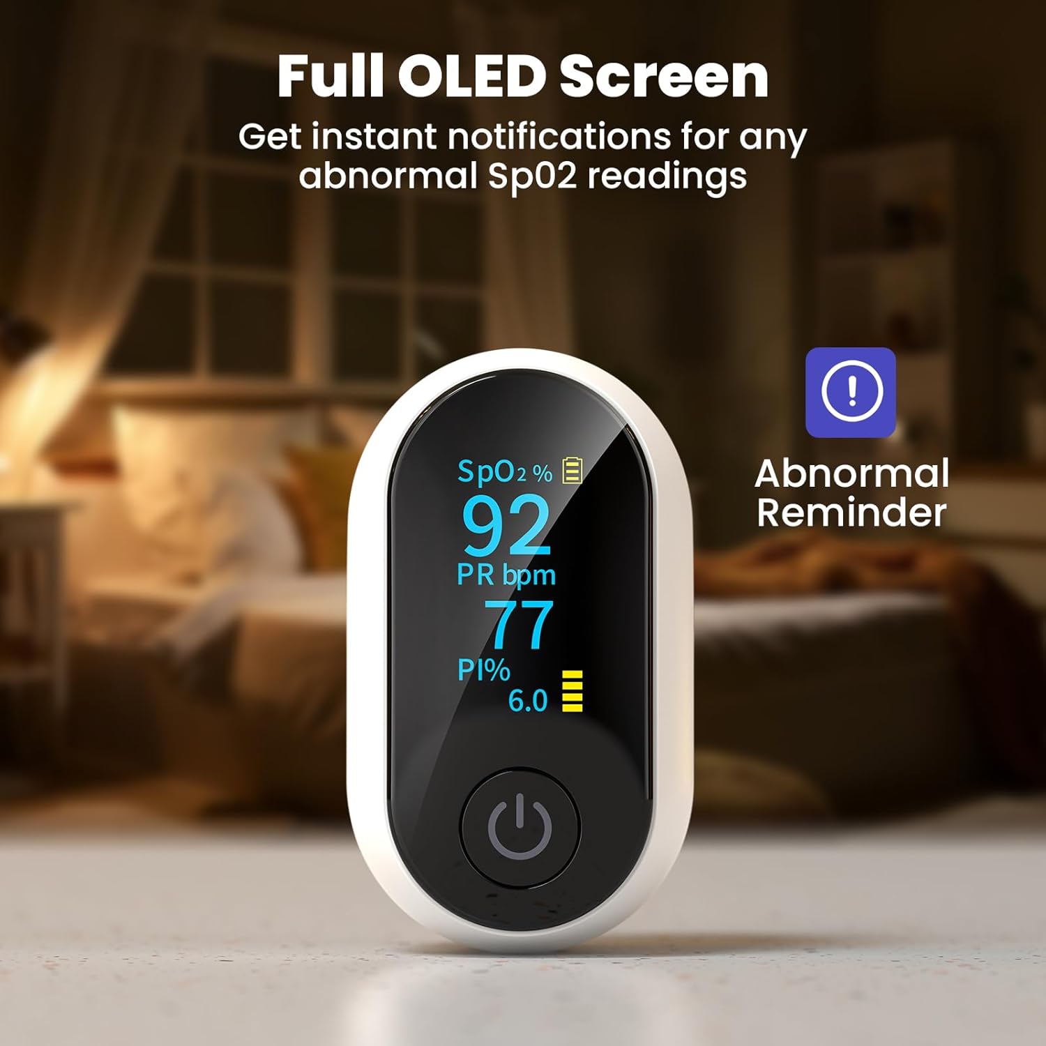FondCircle Bluetooth Fingertip Pulse Oximeter with Full OLED, SpO2, Heart Rate & PI

