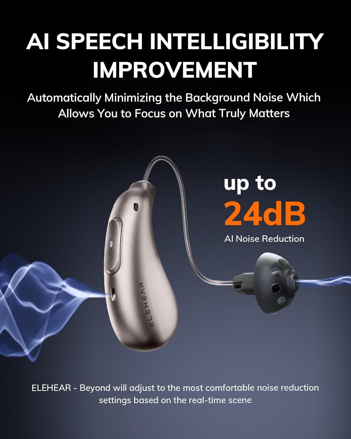 ELEHEAR Beyond OTC Rechargeable Bluetooth Hearing Aids with AI Noise Cancellation

