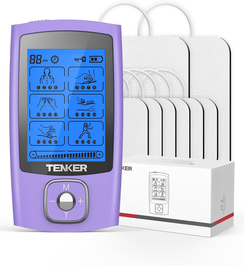 TENKER TENS Unit Muscle Stimulator, 24 Modes Rechargeable Dual Output

