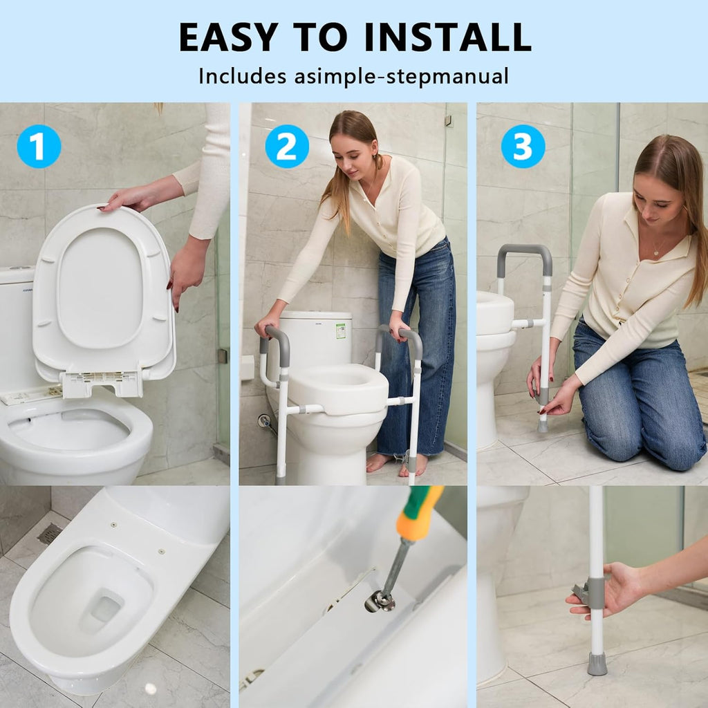 Toilet Seat Riser with Handles for Seniors, Raised Toilet Seat for Handicap & Elderly

