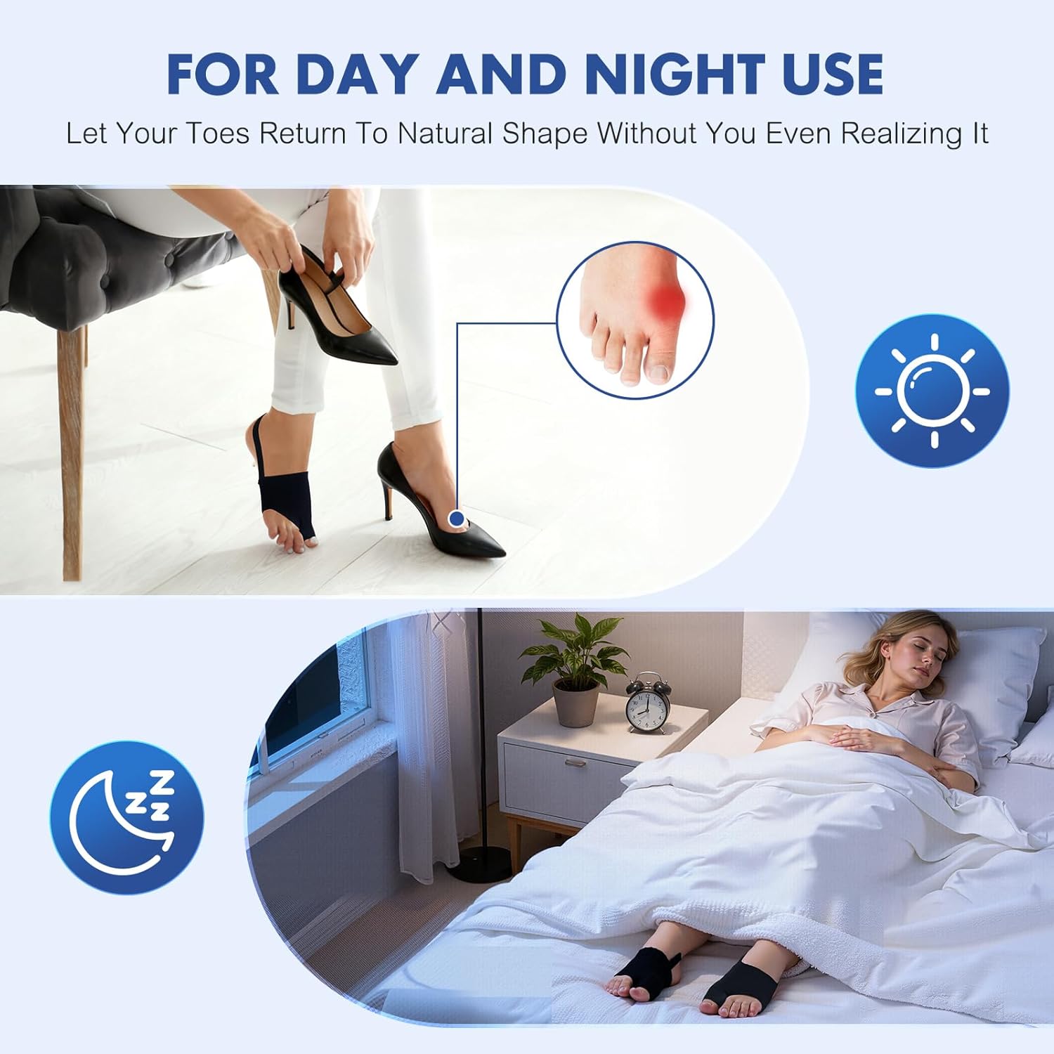 QCCL Bunion Corrector for Big Toe, Hallux Valgus Gel Cushion with Anti-Slip Pads


