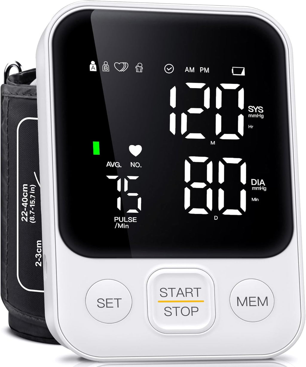 Oklar Upper Arm Blood Pressure Monitor Home BP Machine One-Button Large LED Display


