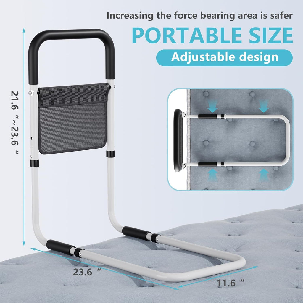 Hopelight Adjustable Bed Rail Support Handle with Storage Pouch for Bed Mobility

