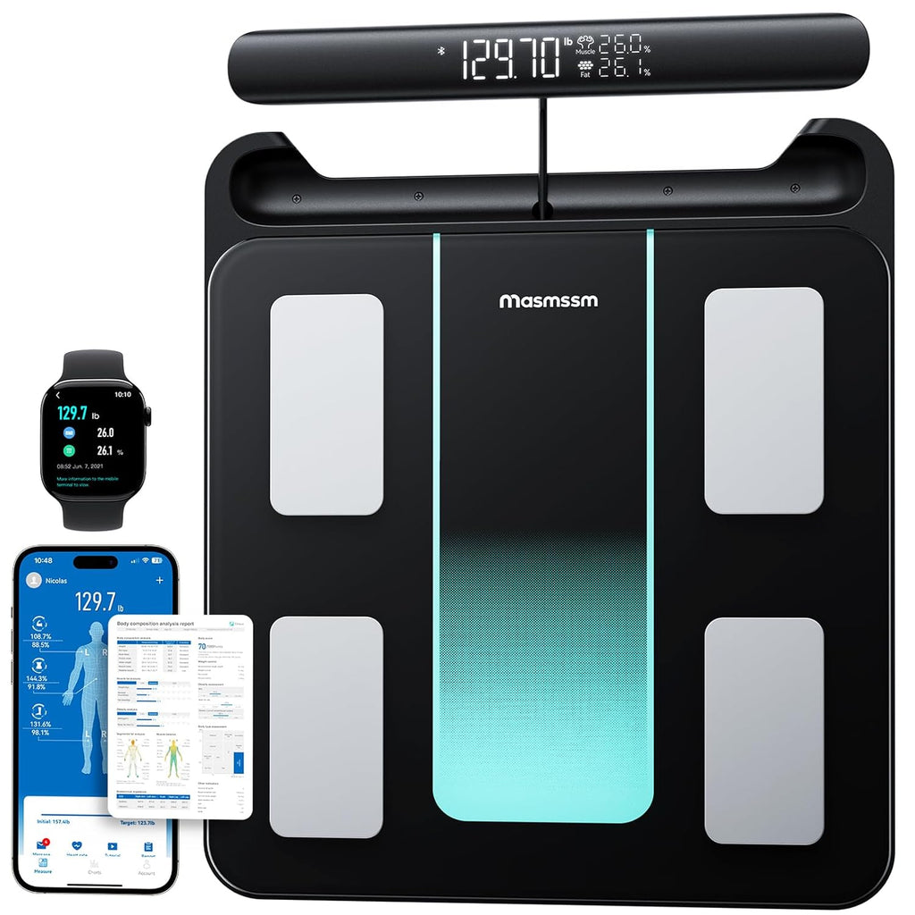 Smart Body Composition Scale with 8-Electrode BIA, Handle Display, Dual-Frequency

