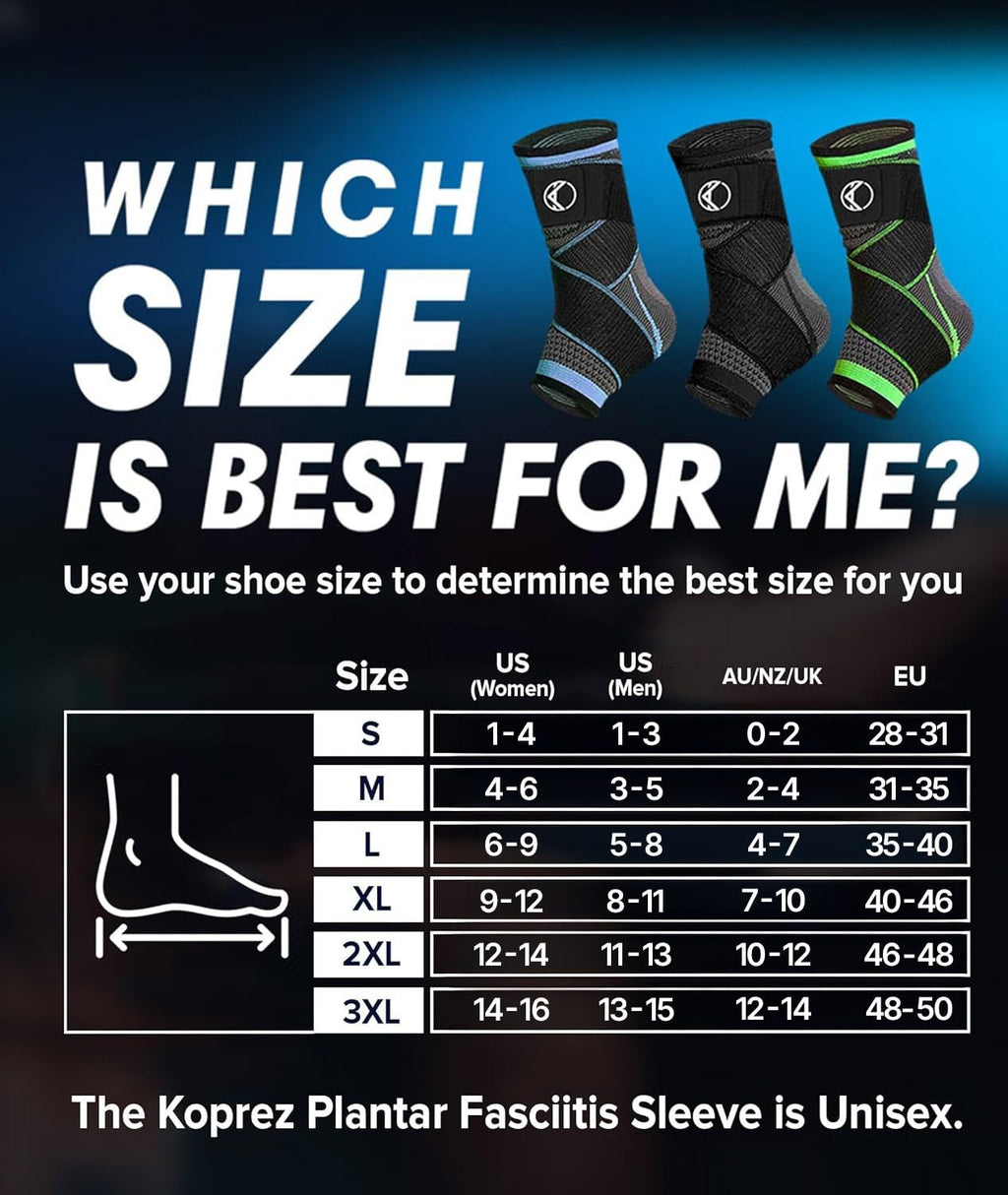 Koprez Plantar Fasciitis Sleeve with Ankle Compression Support, Breathable Brace

