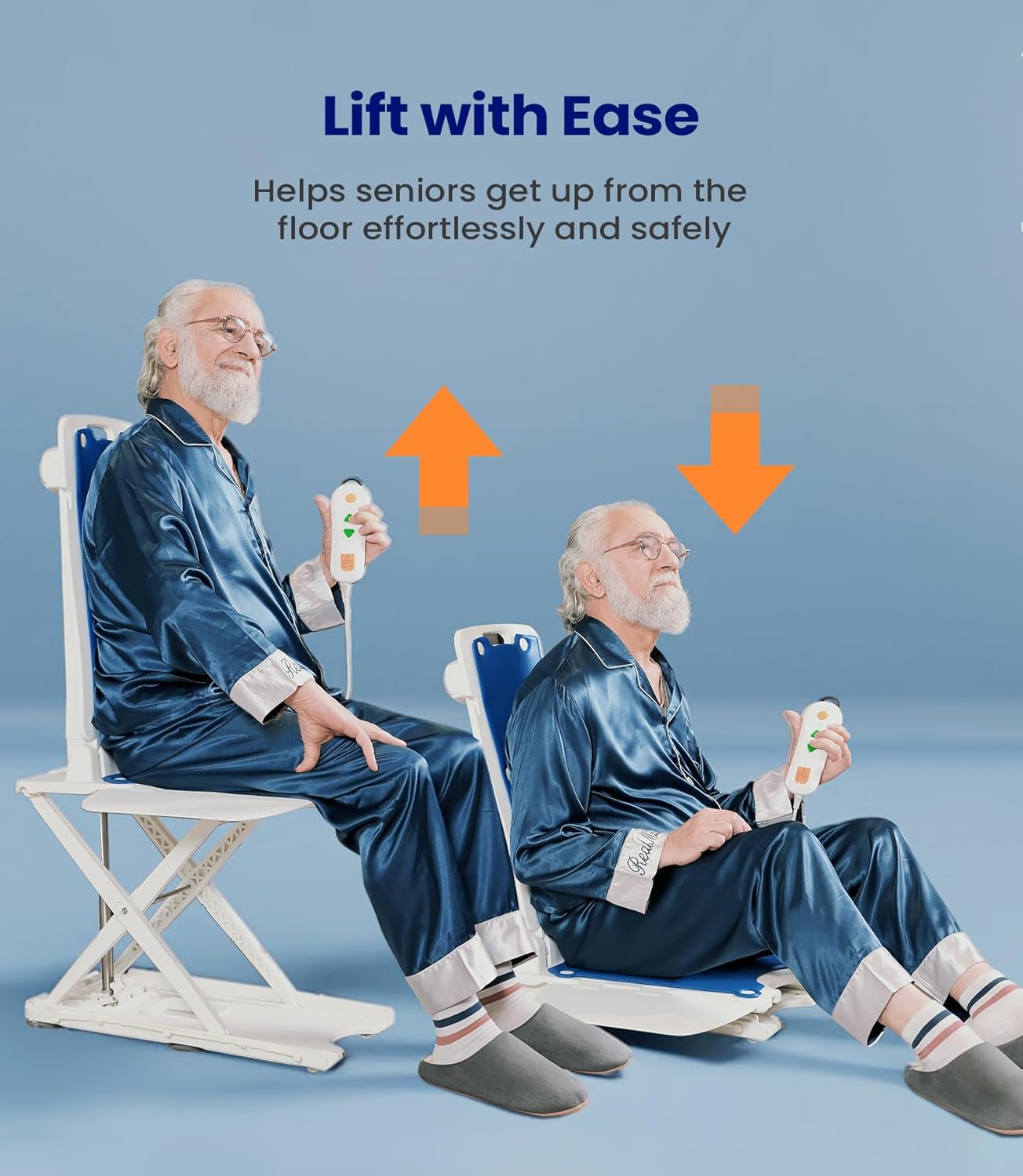 VOCIC Electric Chair Lift for Floor, Remote Control Fall Assist Device

