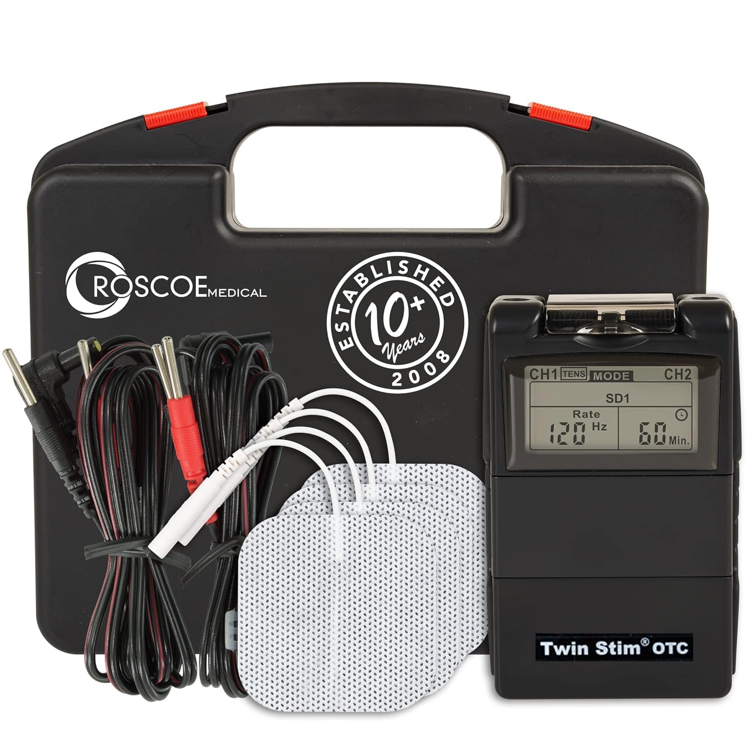 Roscoe Medical Dual Channel TENS and EMS Muscle Stimulator for Pain Relief

