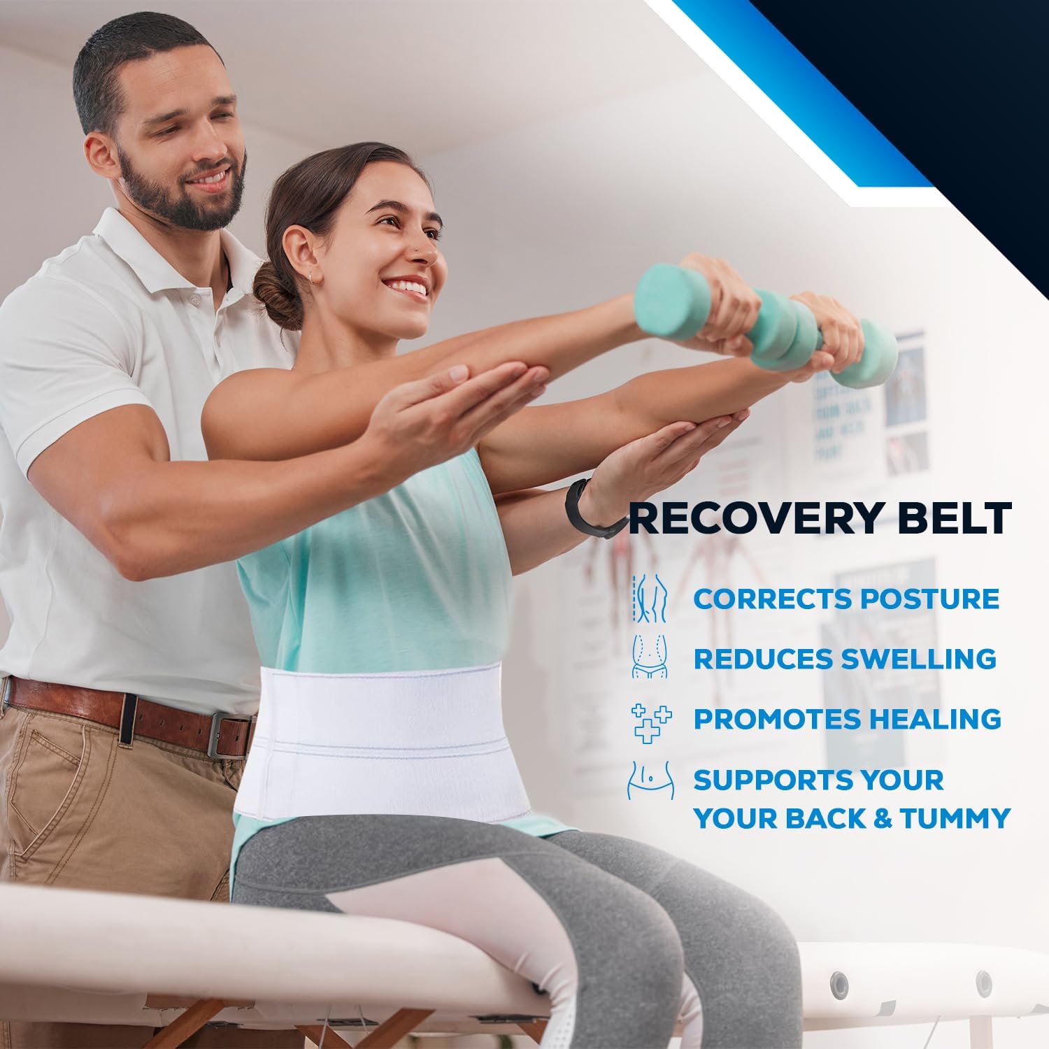 NYOrtho Abdominal Binder Lower Waist Support Belt Compression Wrap for Men and Women

