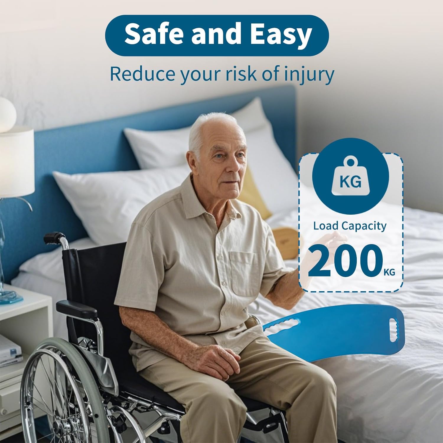 Transfer Board with Slide Sheet for Wheelchair Transfers to Bed, Toilet, Tub, Car

