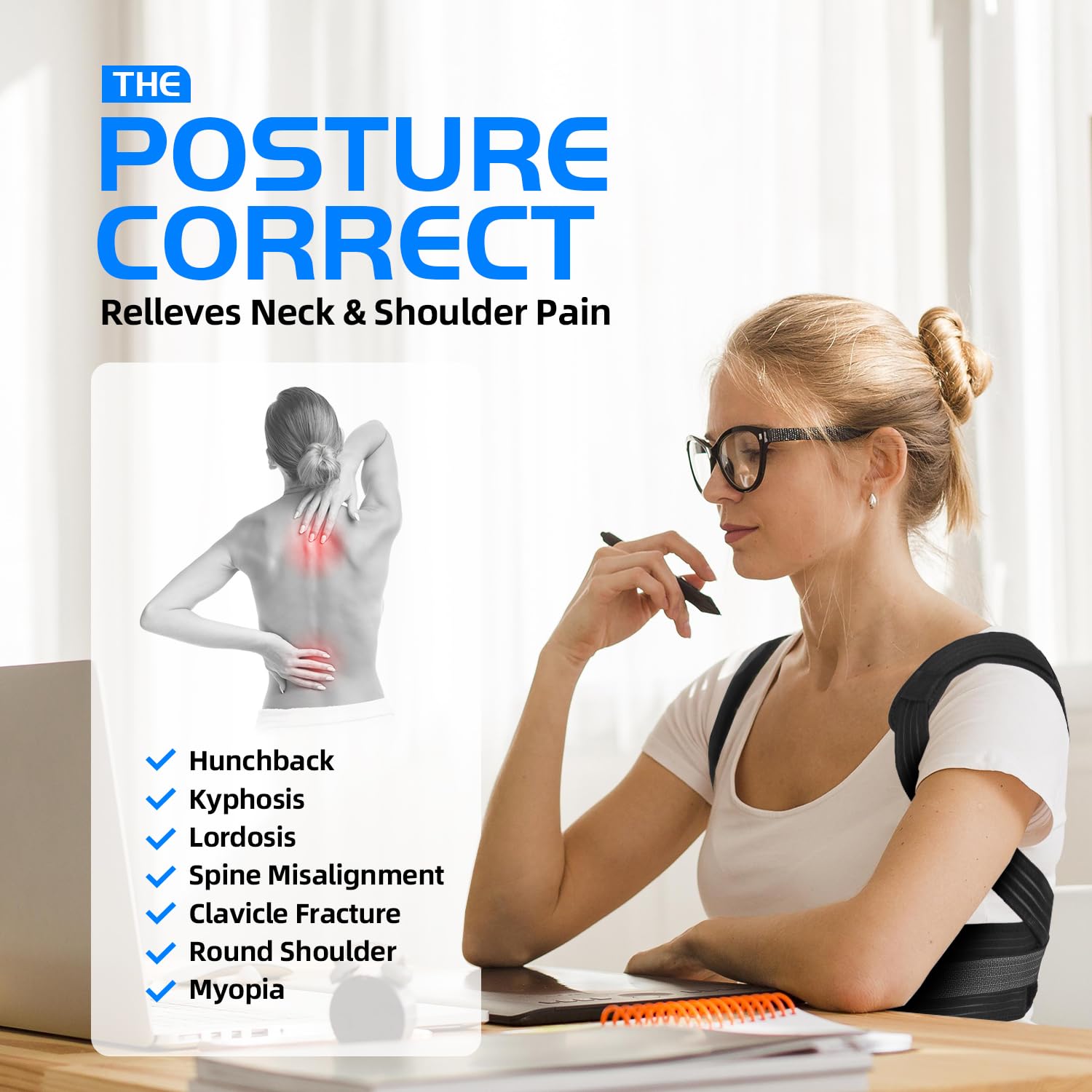 Lexniush Adjustable Posture Corrector for Kids and Teens, Breathable Back Brace

