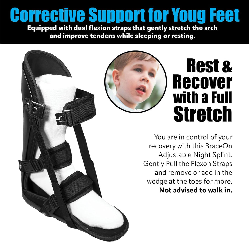 Kids Adjustable Night Splint for Plantar Fasciitis, Achilles, Heel Spur Foot Brace

