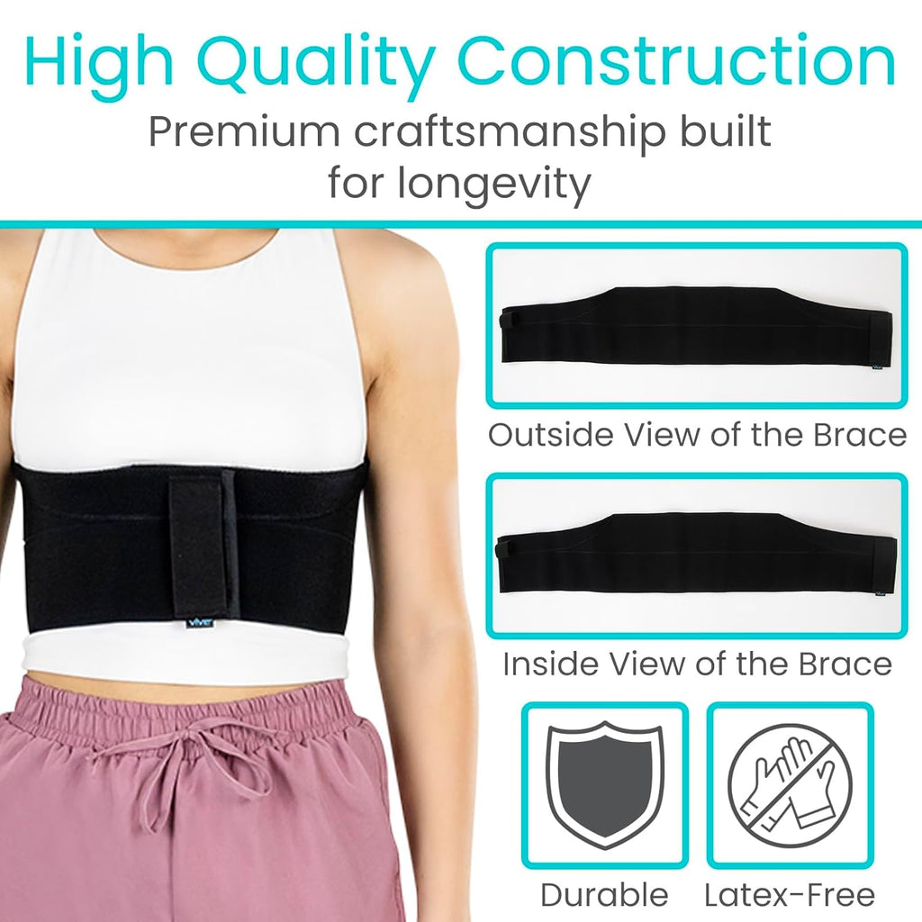 Vive Rib Brace Support Belt for Broken Ribs, Post Surgery Compression Wrap

