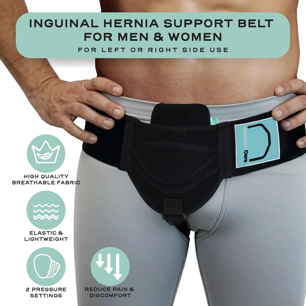 Abdomencare Inguinal Hernia Support Belt for Men & Women with 2 Compression Pads

