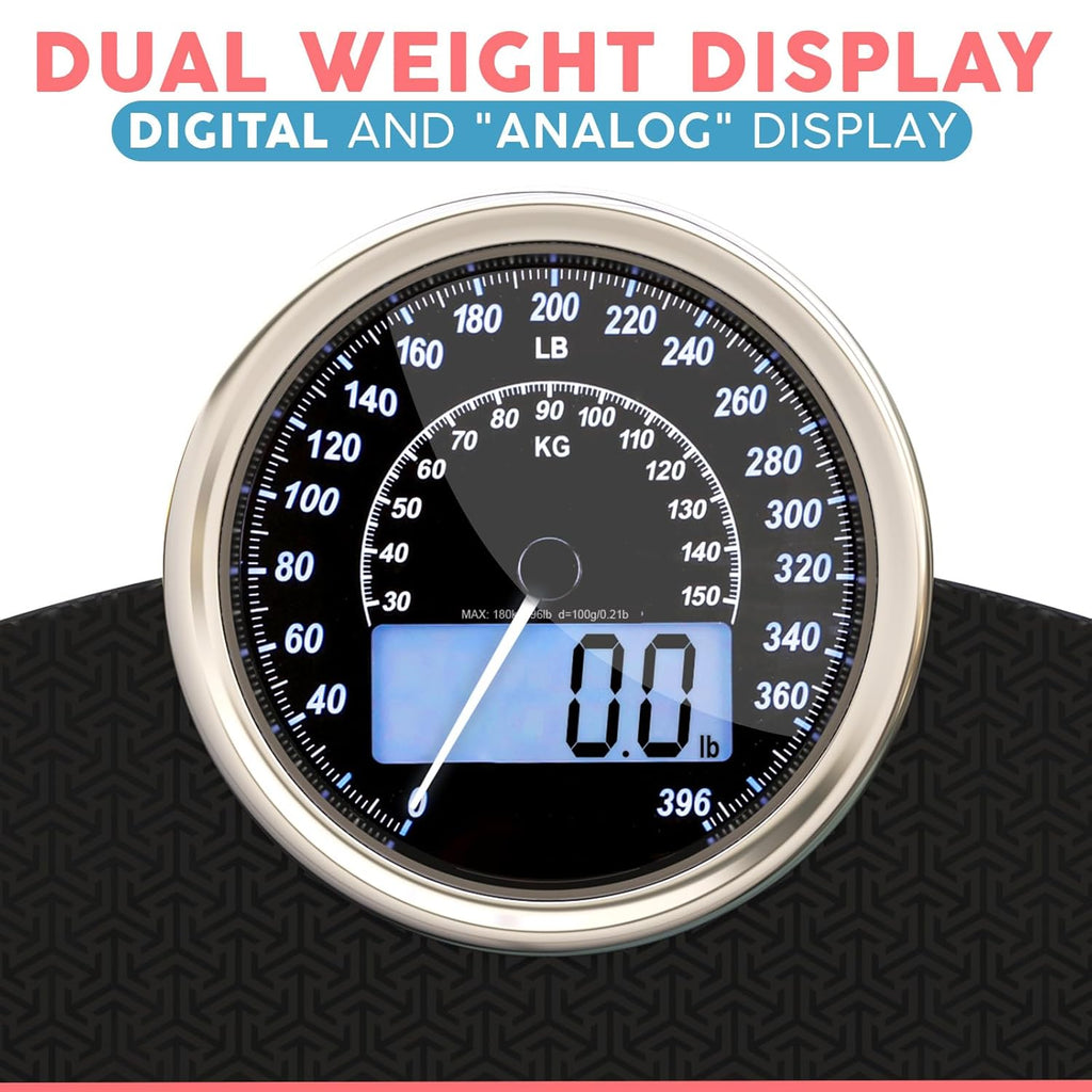 Adamson Hybrid 2-in-1 Analog Digital Bathroom Scale for Body Weight Tempered Glass

